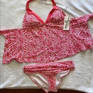 Collections by Raisins Pink and White Tankini size Small